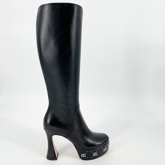 NWB Gucci Black Janaya Platform GG Studded Tall Knee High Boot size EU 38 - Picture 4 of 16